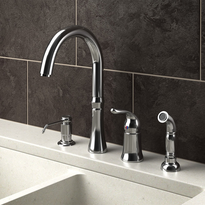 MRDirect 4-Hole Standard Single Handle Kitchen Faucet with Side Spray